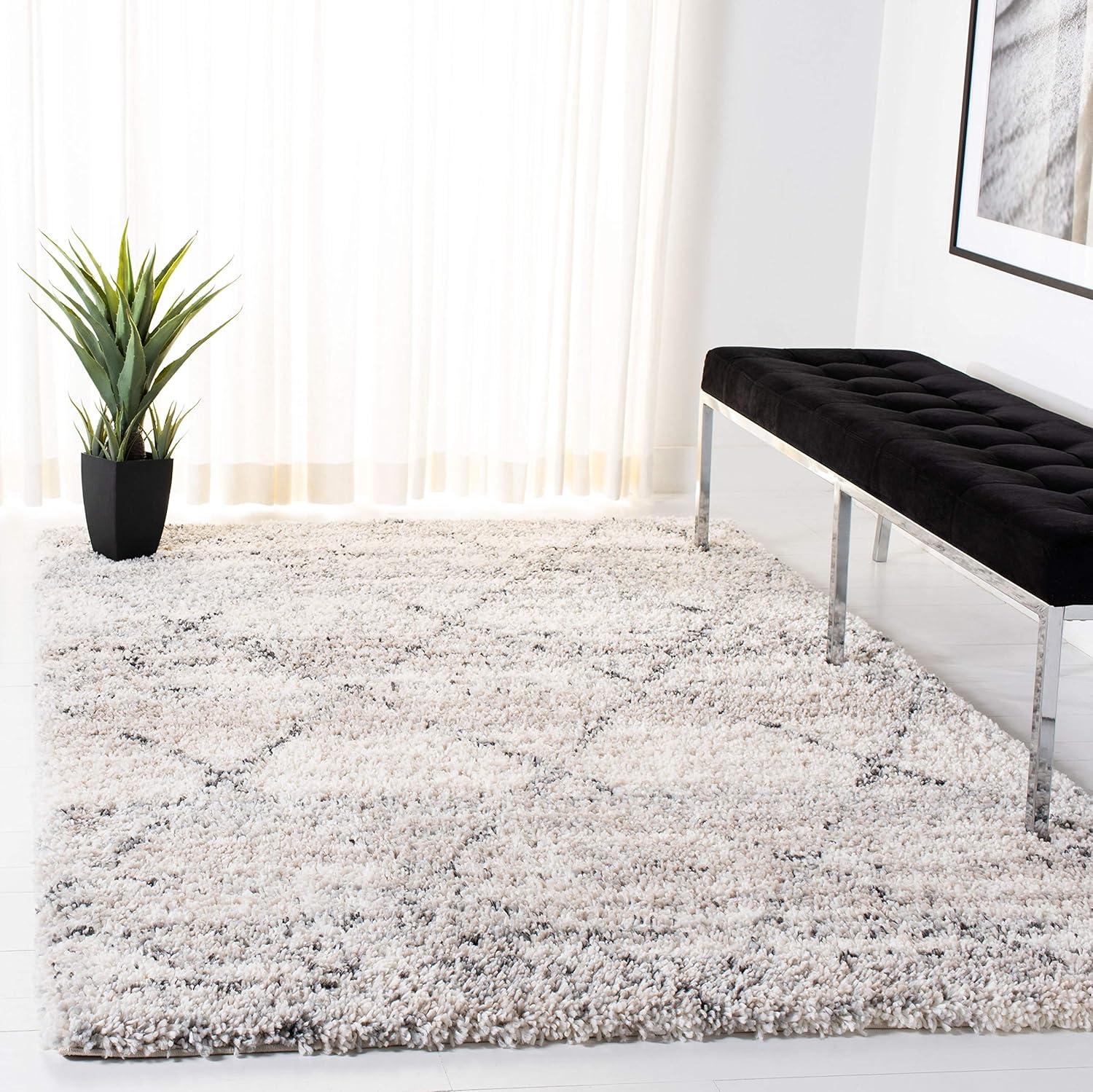 image:imageSAFAVIEH Area Rug 8x10 Fontana Shag Collection Large Grey amp Ivory Modern Design NonShedding amp Easy Cleaning Ultra Plush Thick Pile Ideal for Living Room Bedroom Dining Space FNT886FGreyIvory