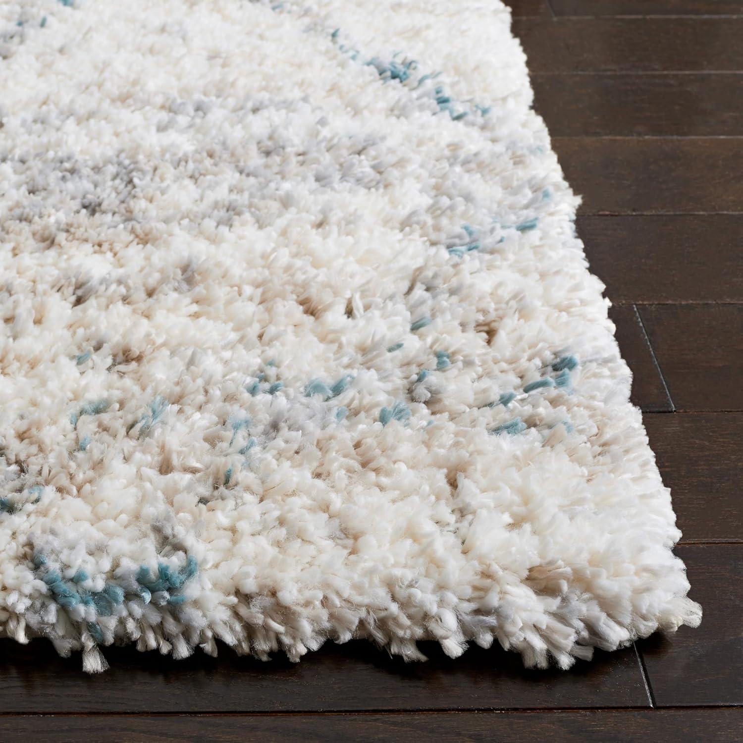 image:imageSAFAVIEH Area Rug 8x10 Fontana Shag Collection Large Grey amp Ivory Modern Design NonShedding amp Easy Cleaning Ultra Plush Thick Pile Ideal for Living Room Bedroom Dining Space FNT886FTurquoiseIvory