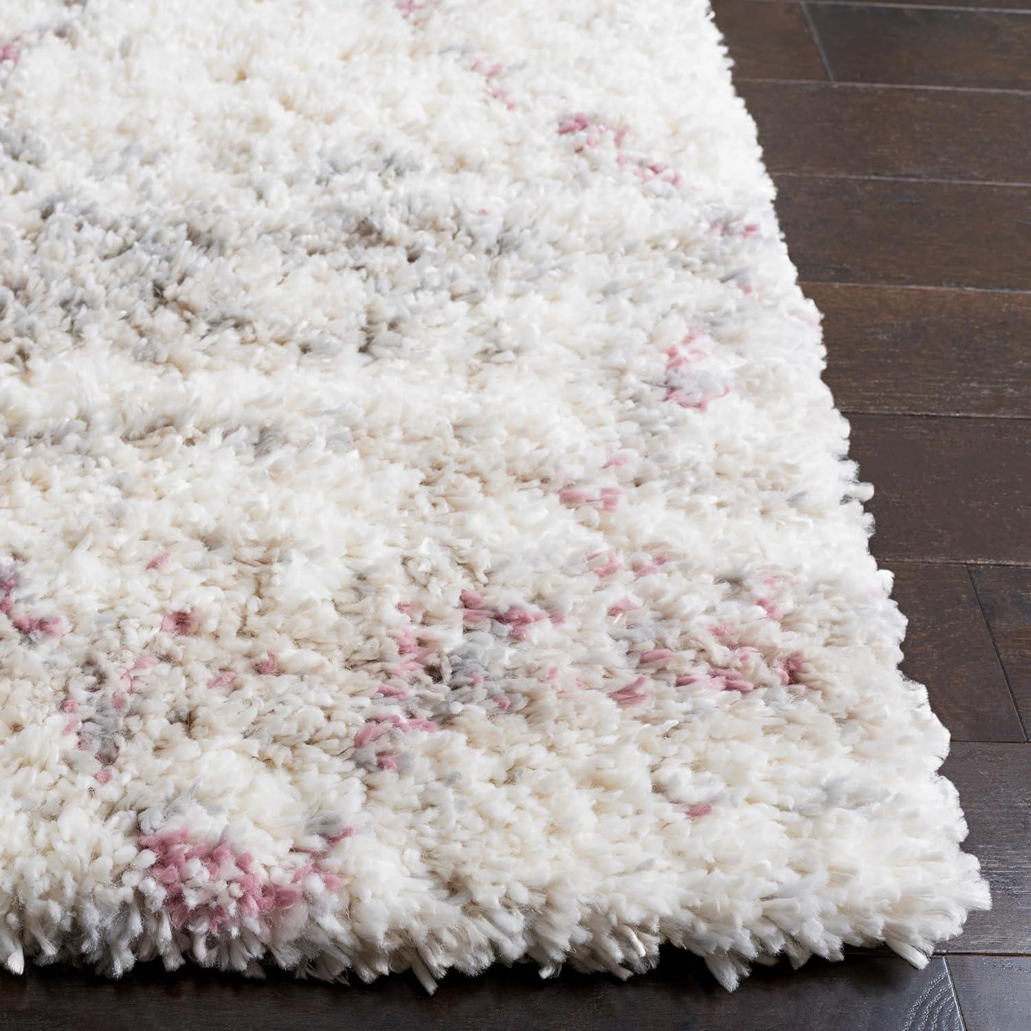 image:imageSAFAVIEH Area Rug 8x10 Fontana Shag Collection Large Grey amp Ivory Modern Design NonShedding amp Easy Cleaning Ultra Plush Thick Pile Ideal for Living Room Bedroom Dining Space FNT886FPinkIvory