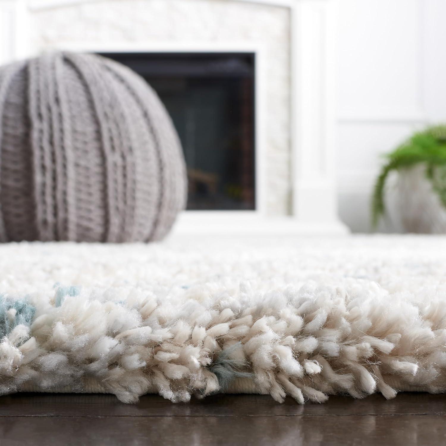 image:imageSAFAVIEH Area Rug 8x10 Fontana Shag Collection Large Grey amp Ivory Modern Design NonShedding amp Easy Cleaning Ultra Plush Thick Pile Ideal for Living Room Bedroom Dining Space FNT886FTurquoiseIvory