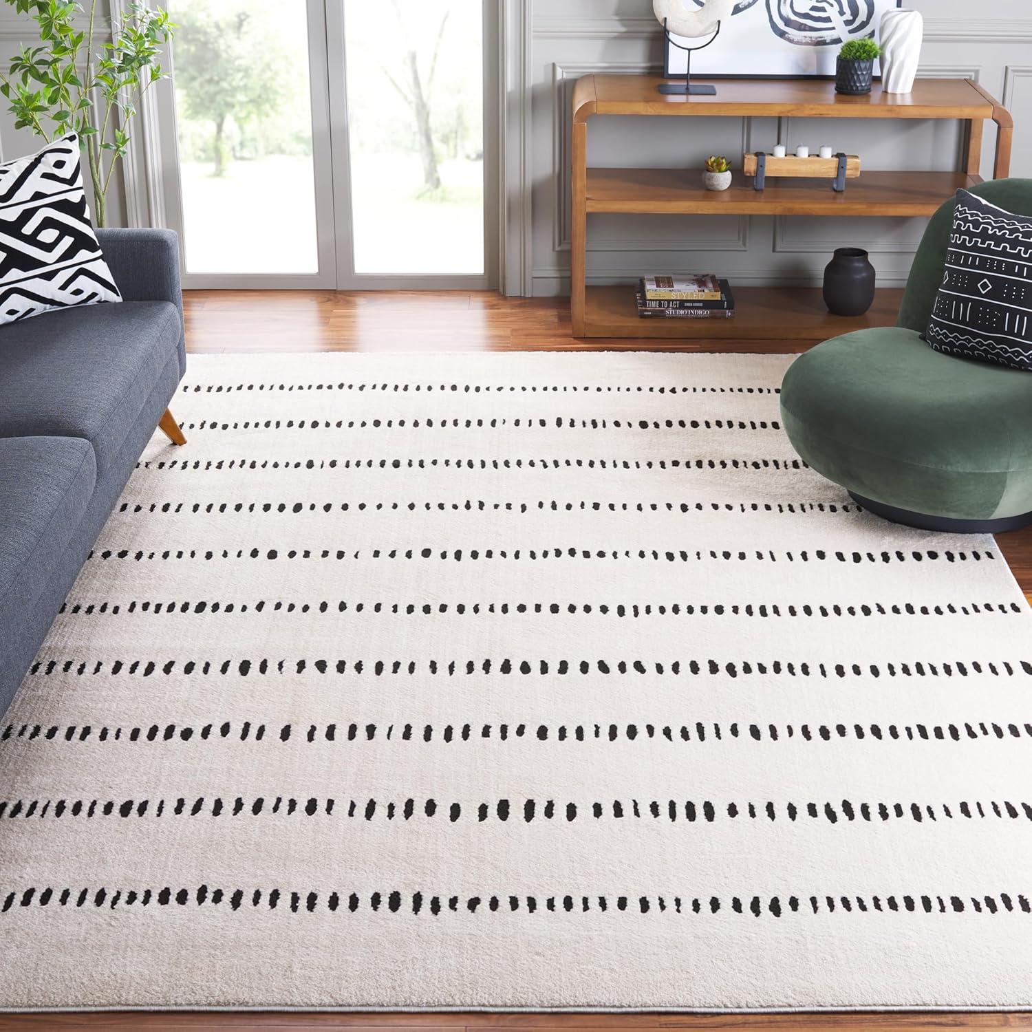 image:imageSAFAVIEH Area Rug 8x10 Melody Collection Large Ivory amp Black Modern Design NonShedding amp Easy Cleaning Ideal for Living Room Bedroom Office Dining Space Room MEL114AIvoryBlack