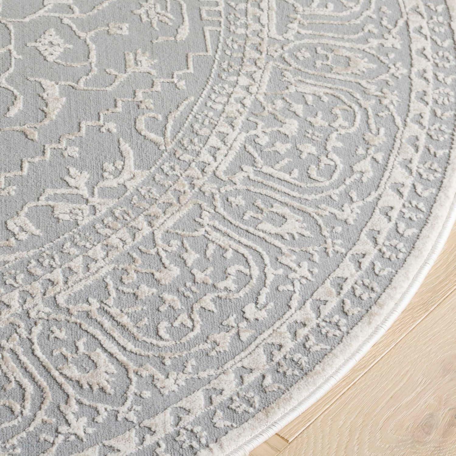 image:imageSAFAVIEH Area Rug 8x10 Reflection Collection Large Light Grey amp Cream NonShedding amp Easy Cleaning Ideal for Living Room Bedroom Dining Space RFT670CLight GreyCream