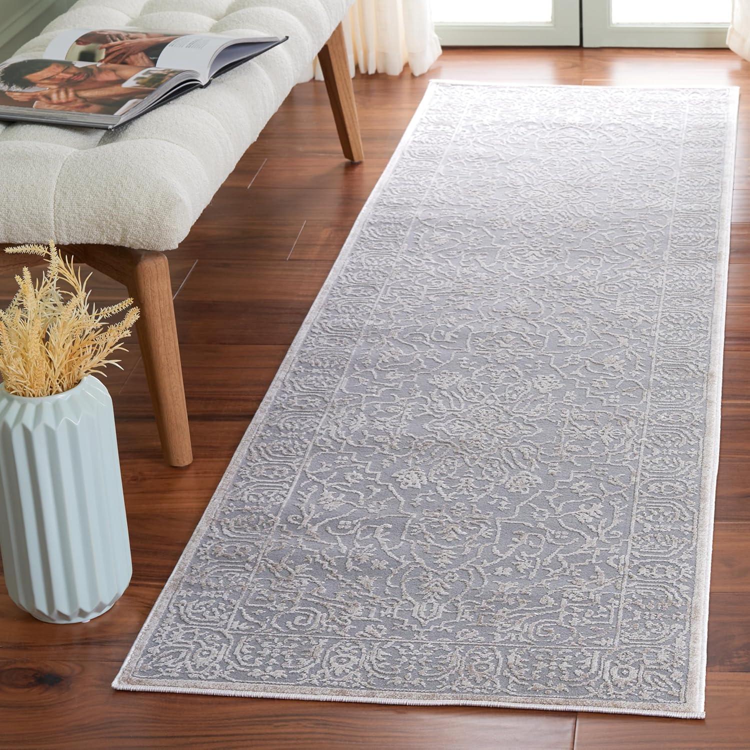 image:imageSAFAVIEH Area Rug 8x10 Reflection Collection Large Light Grey amp Cream NonShedding amp Easy Cleaning Ideal for Living Room Bedroom Dining Space RFT670CLight GreyCream