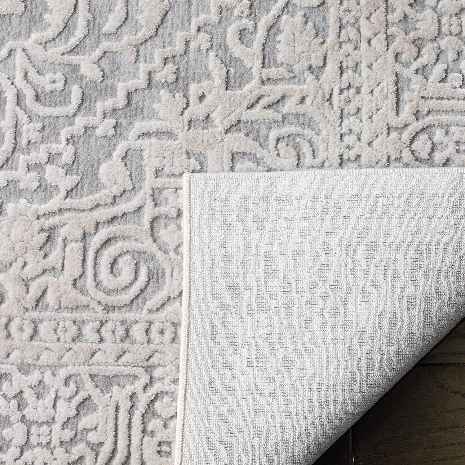 image:imageSAFAVIEH Area Rug 8x10 Reflection Collection Large Light Grey amp Cream NonShedding amp Easy Cleaning Ideal for Living Room Bedroom Dining Space RFT670CLight GreyCream