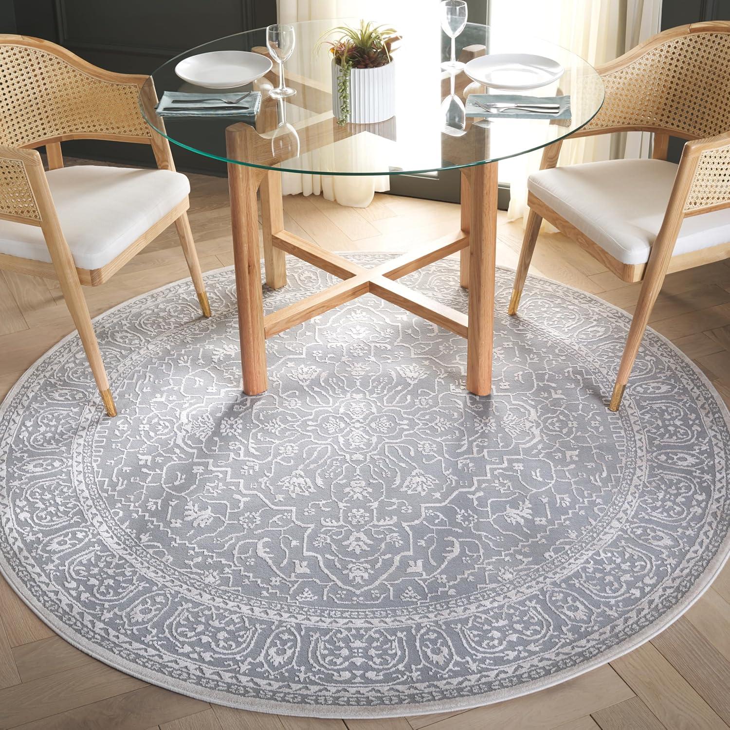 image:imageSAFAVIEH Area Rug 8x10 Reflection Collection Large Light Grey amp Cream NonShedding amp Easy Cleaning Ideal for Living Room Bedroom Dining Space RFT670CLight GreyCream