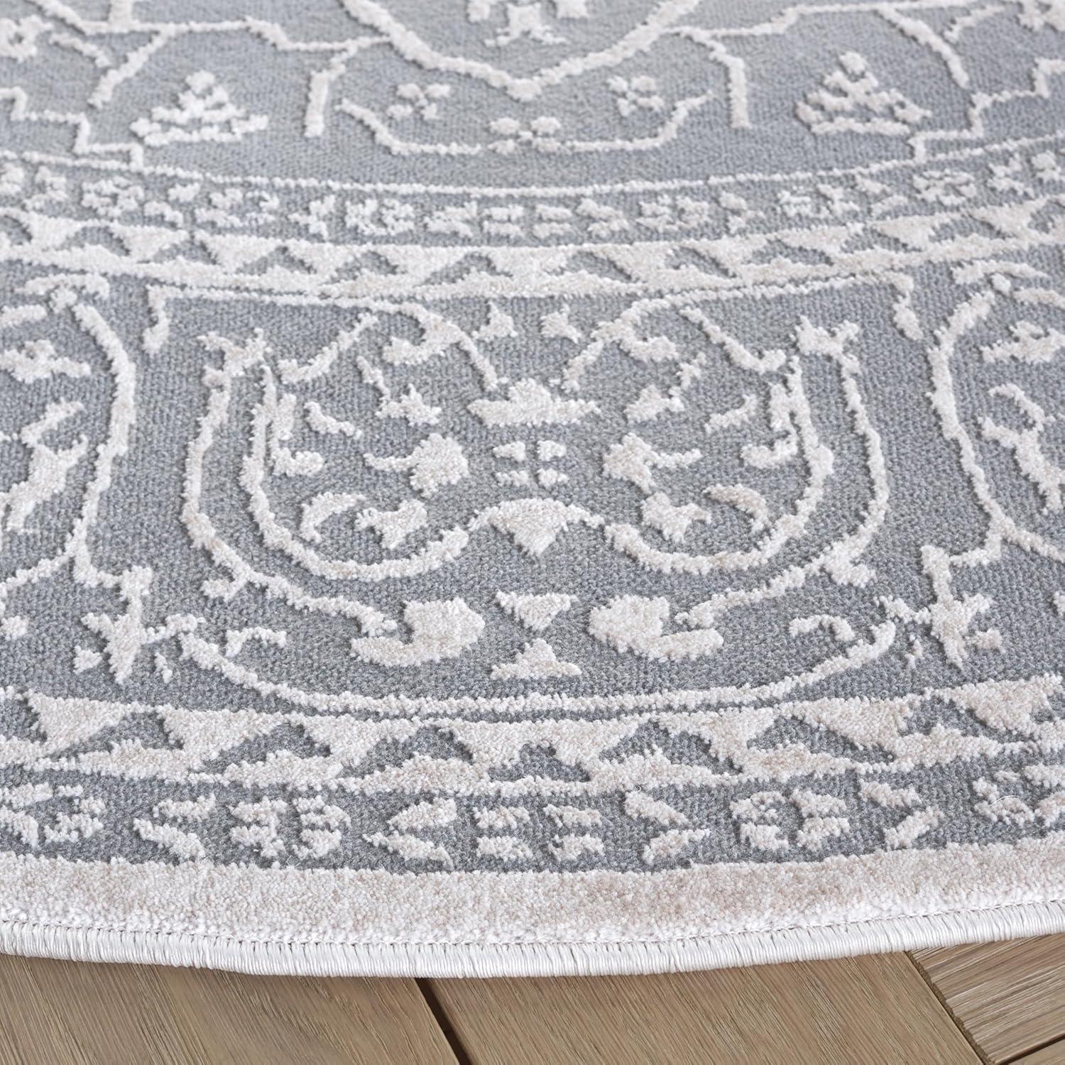 image:imageSAFAVIEH Area Rug 8x10 Reflection Collection Large Light Grey amp Cream NonShedding amp Easy Cleaning Ideal for Living Room Bedroom Dining Space RFT670CLight GreyCream