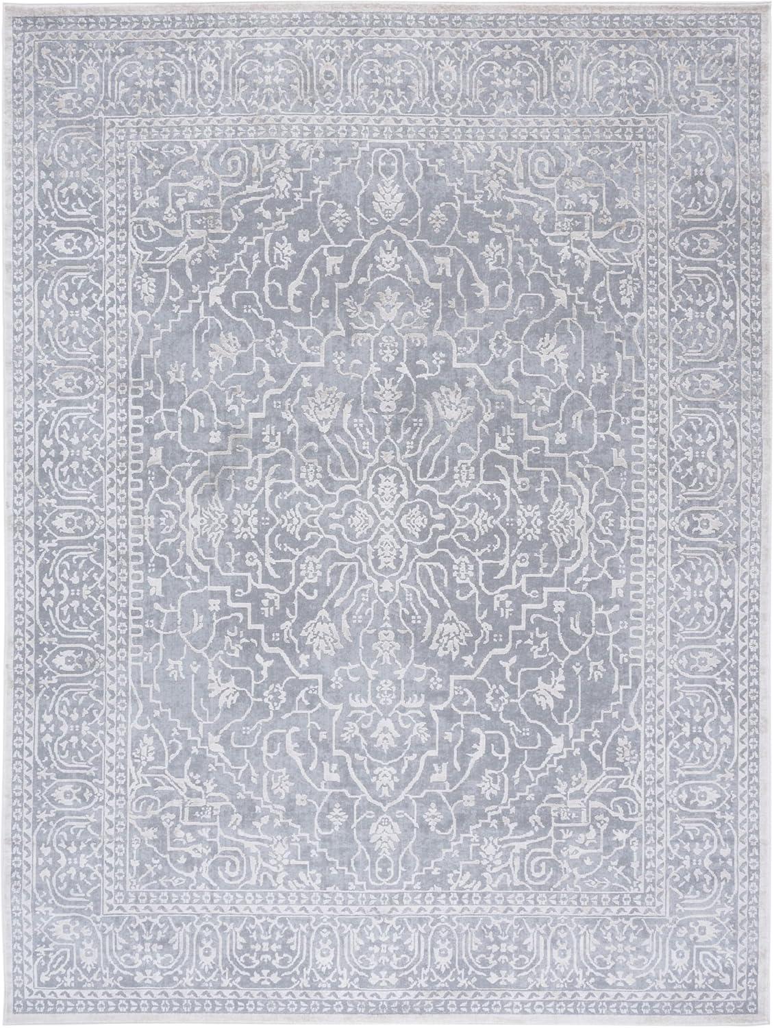 image:imageSAFAVIEH Area Rug 8x10 Reflection Collection Large Light Grey amp Cream NonShedding amp Easy Cleaning Ideal for Living Room Bedroom Dining Space RFT670CLight GreyCream