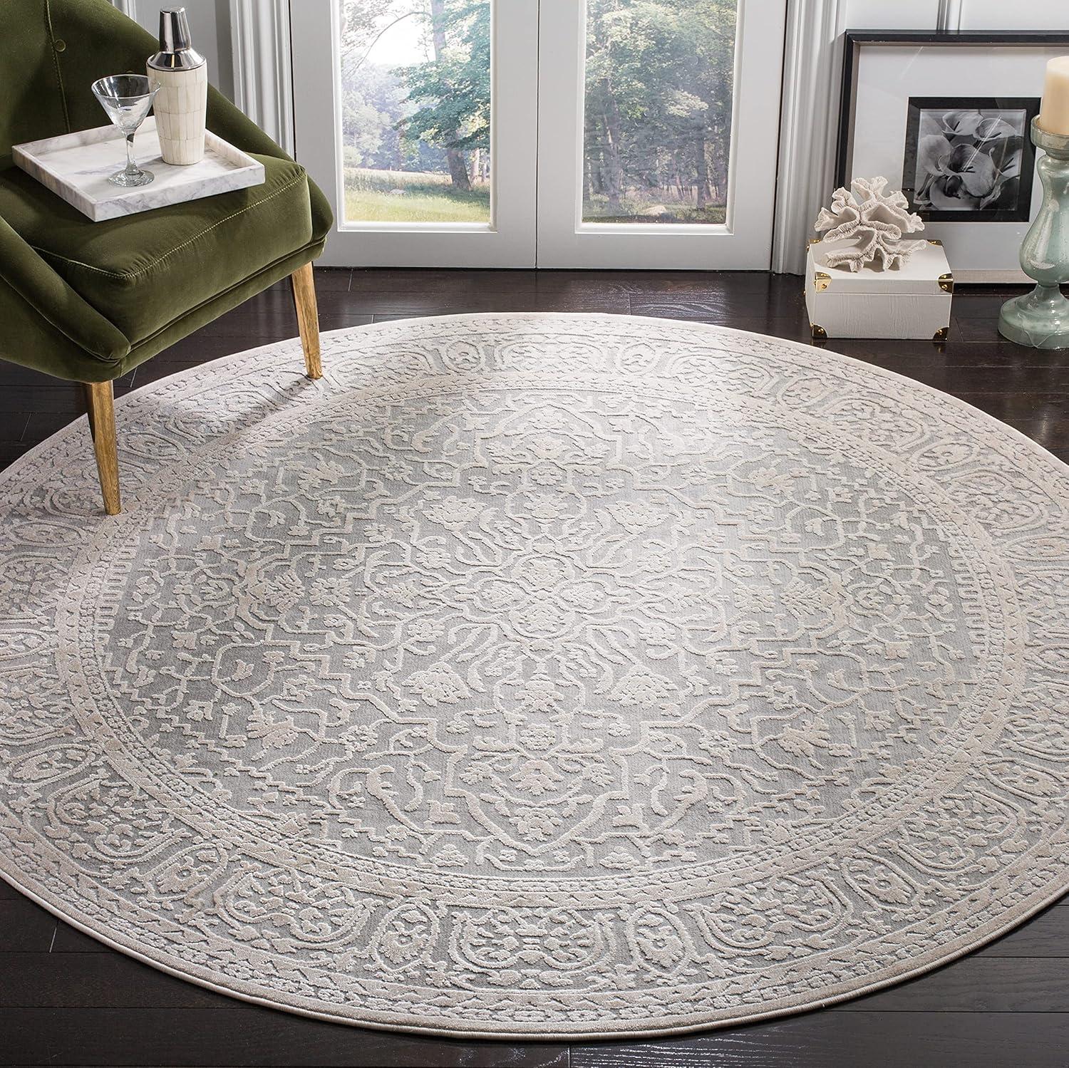 image:imageSAFAVIEH Area Rug 8x10 Reflection Collection Large Light Grey amp Cream NonShedding amp Easy Cleaning Ideal for Living Room Bedroom Dining Space RFT670CLight GreyCream