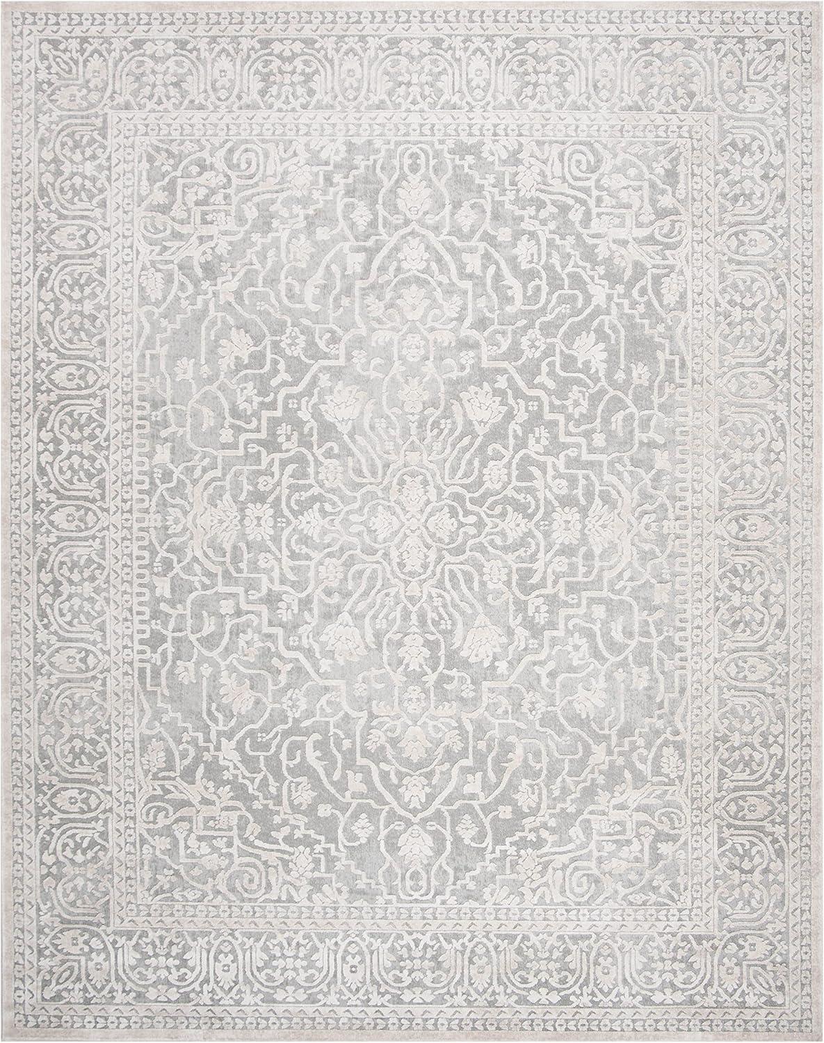 image:imageSAFAVIEH Area Rug 8x10 Reflection Collection Large Light Grey amp Cream NonShedding amp Easy Cleaning Ideal for Living Room Bedroom Dining Space RFT670CLight GreyCream