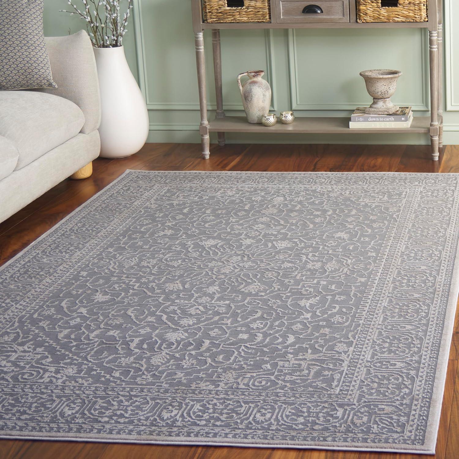 image:imageSAFAVIEH Area Rug 8x10 Reflection Collection Large Light Grey amp Cream NonShedding amp Easy Cleaning Ideal for Living Room Bedroom Dining Space RFT670CLight GreyCream