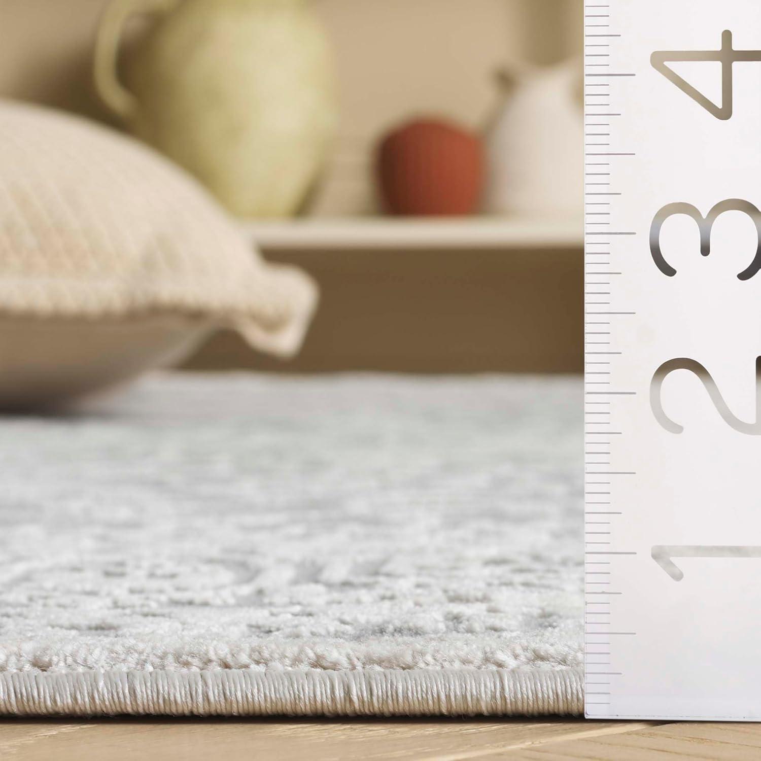 image:imageSAFAVIEH Area Rug 8x10 Reflection Collection Large Light Grey amp Cream NonShedding amp Easy Cleaning Ideal for Living Room Bedroom Dining Space RFT670CLight GreyCream