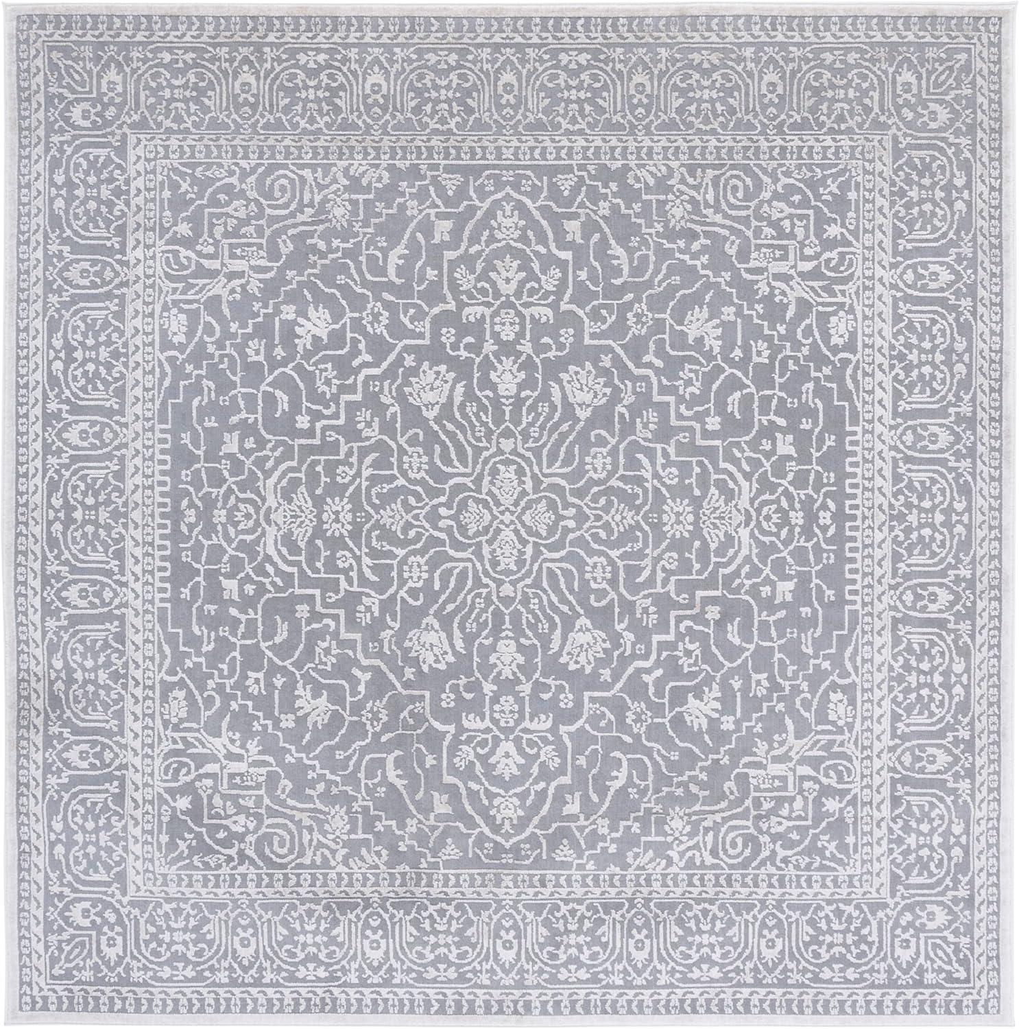 image:imageSAFAVIEH Area Rug 8x10 Reflection Collection Large Light Grey amp Cream NonShedding amp Easy Cleaning Ideal for Living Room Bedroom Dining Space RFT670CLight GreyCream
