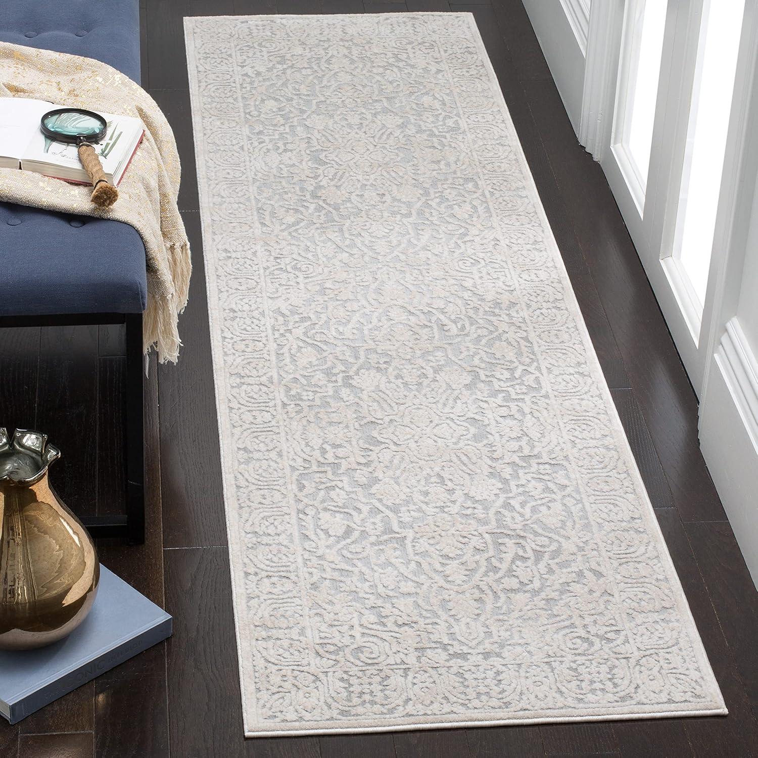 image:imageSAFAVIEH Area Rug 8x10 Reflection Collection Large Light Grey amp Cream NonShedding amp Easy Cleaning Ideal for Living Room Bedroom Dining Space RFT670CLight GreyCream