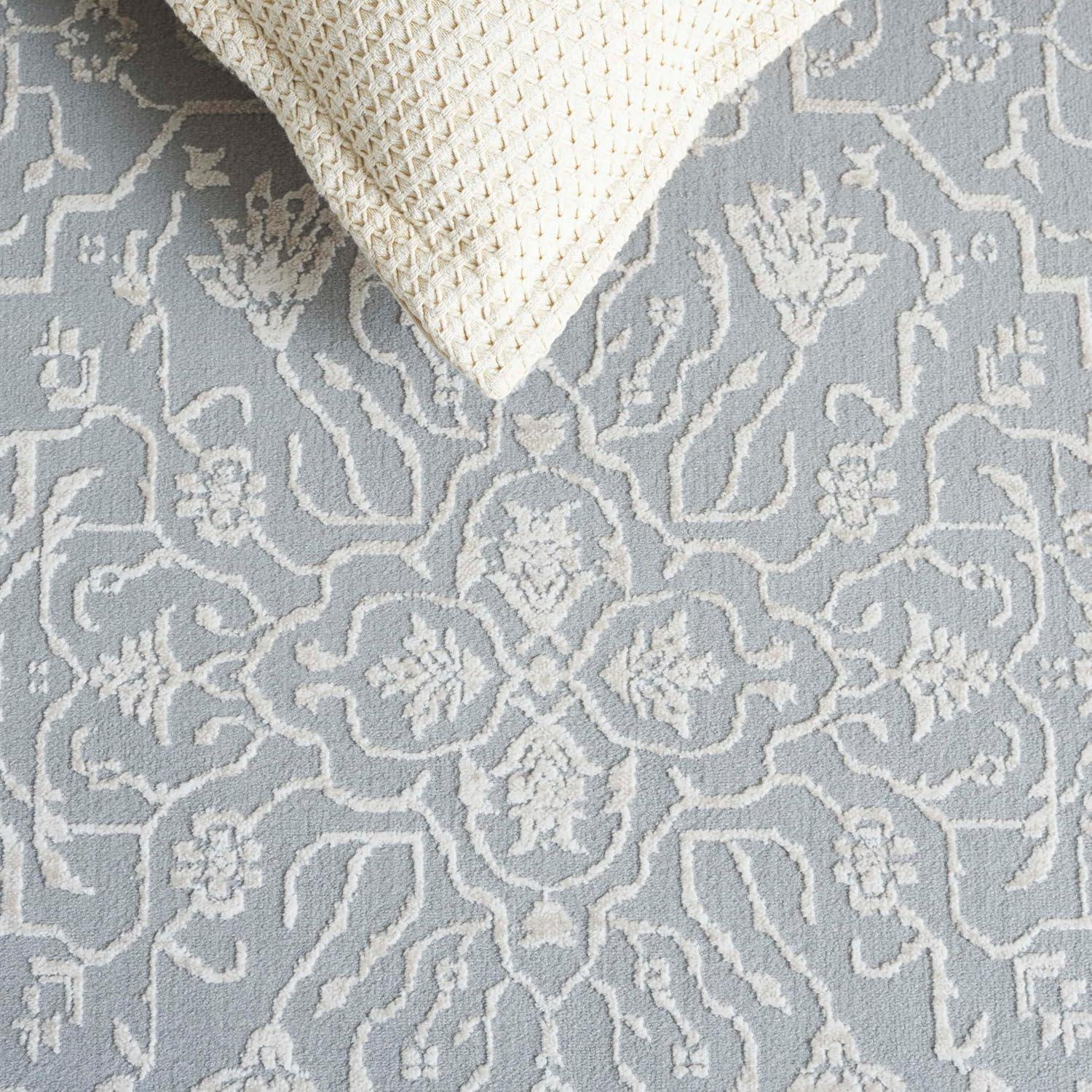 image:imageSAFAVIEH Area Rug 8x10 Reflection Collection Large Light Grey amp Cream NonShedding amp Easy Cleaning Ideal for Living Room Bedroom Dining Space RFT670CLight GreyCream
