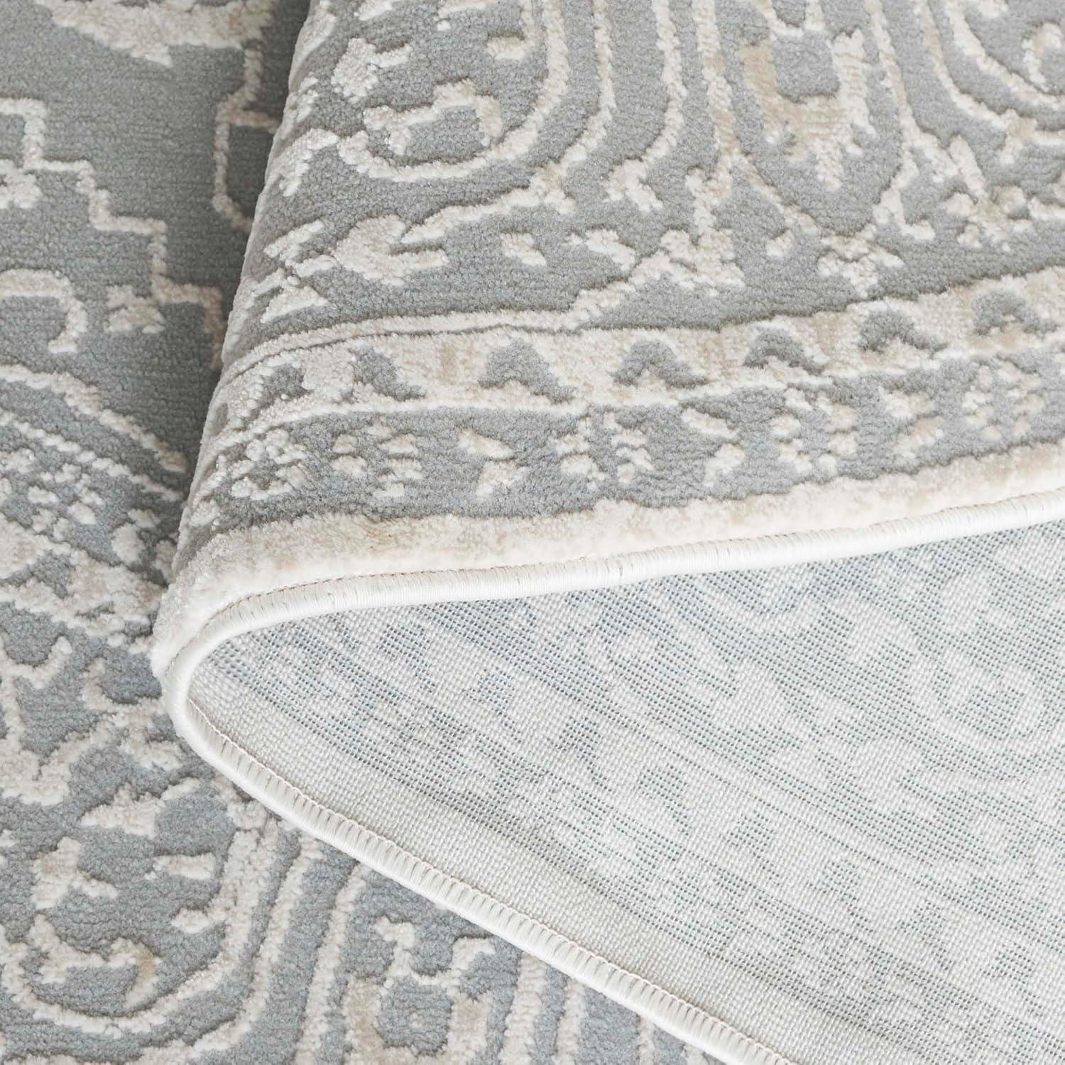 image:imageSAFAVIEH Area Rug 8x10 Reflection Collection Large Light Grey amp Cream NonShedding amp Easy Cleaning Ideal for Living Room Bedroom Dining Space RFT670CLight GreyCream