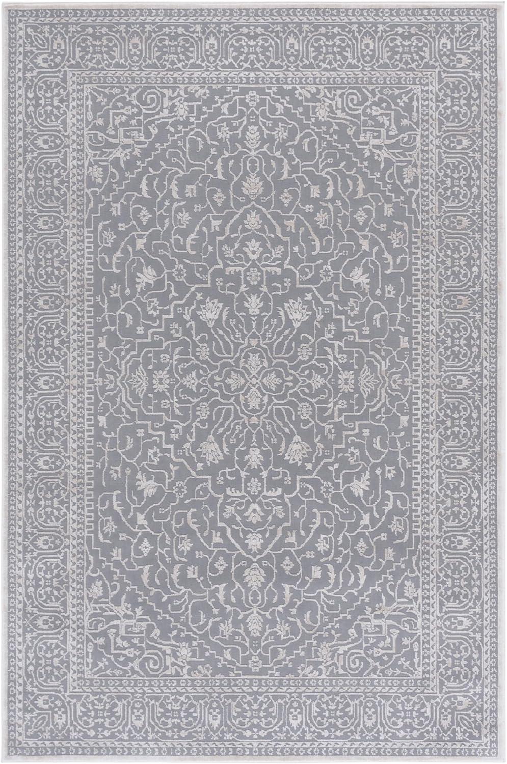 image:imageSAFAVIEH Area Rug 8x10 Reflection Collection Large Light Grey amp Cream NonShedding amp Easy Cleaning Ideal for Living Room Bedroom Dining Space RFT670CLight GreyCream