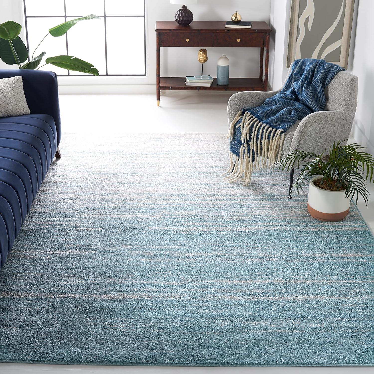 image:imageSAFAVIEH Area Rug 9x12 Adirondack Collection Large Navy amp Grey Modern Ombre Design Non Shedding amp Easy to Clean Ideal for Living Room Bedroom Office Dining Space ADR113EAquaIvory
