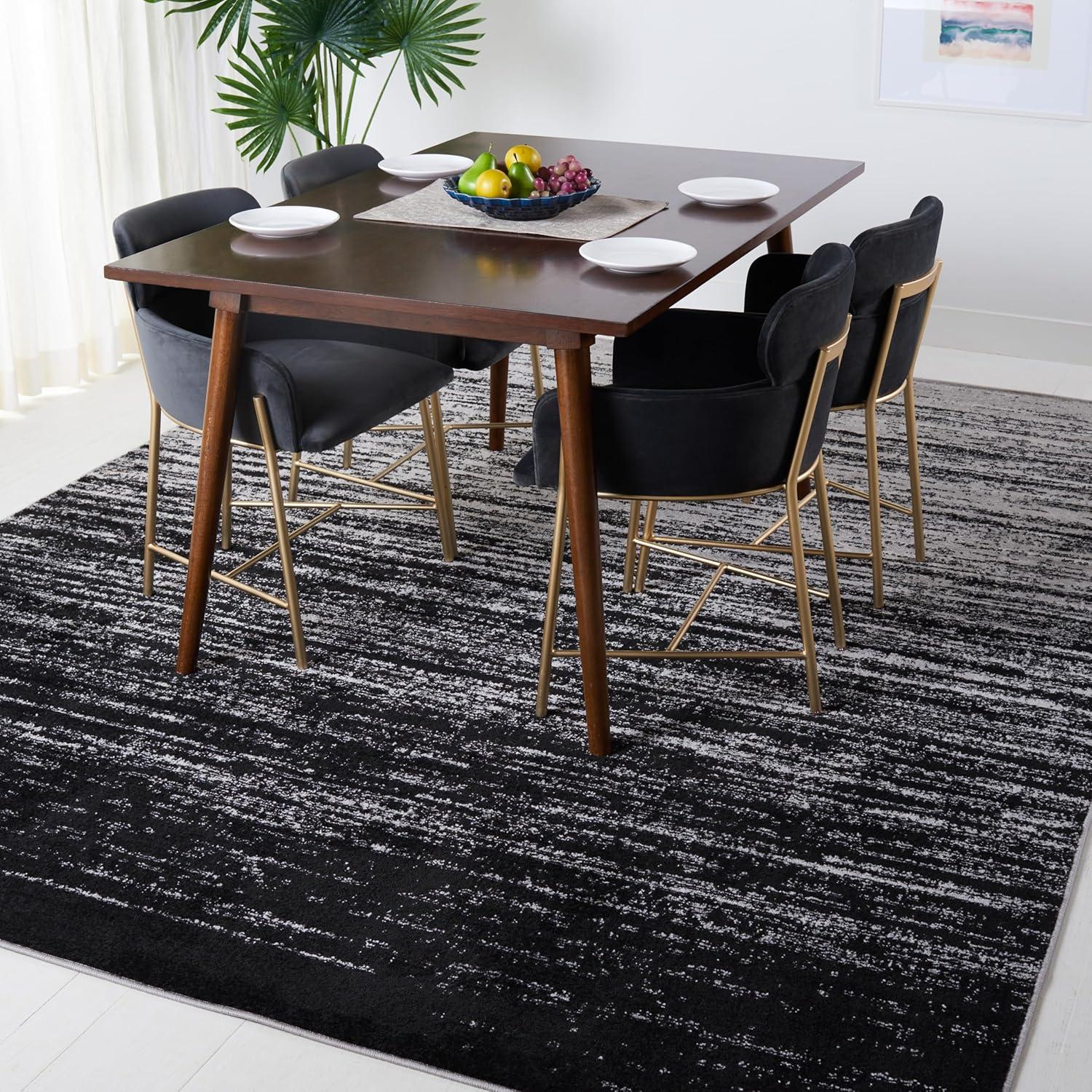 image:imageSAFAVIEH Area Rug 9x12 Adirondack Collection Large Navy amp Grey Modern Ombre Design Non Shedding amp Easy to Clean Ideal for Living Room Bedroom Office Dining Space ADR113ESilverBlack