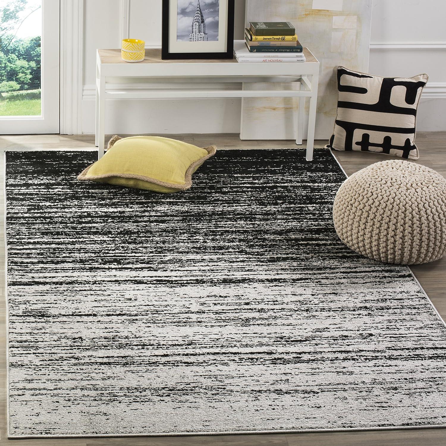 image:imageSAFAVIEH Area Rug 9x12 Adirondack Collection Large Navy amp Grey Modern Ombre Design Non Shedding amp Easy to Clean Ideal for Living Room Bedroom Office Dining Space ADR113ESilverBlack