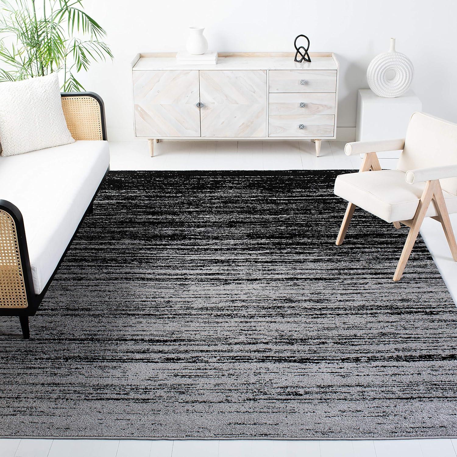 image:imageSAFAVIEH Area Rug 9x12 Adirondack Collection Large Navy amp Grey Modern Ombre Design Non Shedding amp Easy to Clean Ideal for Living Room Bedroom Office Dining Space ADR113ESilverBlack