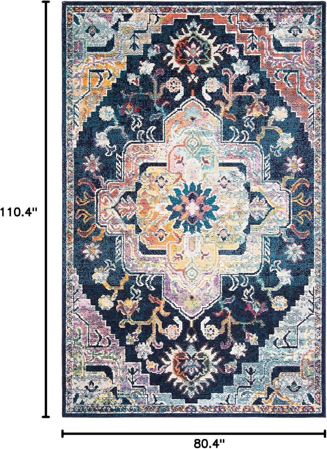 image:imageSAFAVIEH Crystal Collection Area Rug 8 x 10 Teal amp Rose Medallion Distressed Design NonShedding amp Easy Care Ideal for High Traffic Areas in Living Room Bedroom CRS501TNavyFuchsia