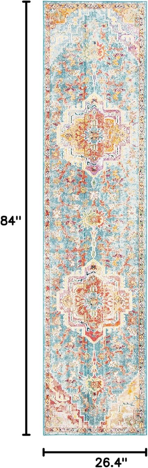 image:imageSAFAVIEH Crystal Collection Area Rug 8 x 10 Teal amp Rose Medallion Distressed Design NonShedding amp Easy Care Ideal for High Traffic Areas in Living Room Bedroom CRS501TOrangeTeal