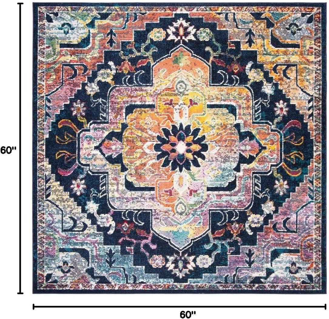 image:imageSAFAVIEH Crystal Collection Area Rug 8 x 10 Teal amp Rose Medallion Distressed Design NonShedding amp Easy Care Ideal for High Traffic Areas in Living Room Bedroom CRS501TNavyFuchsia