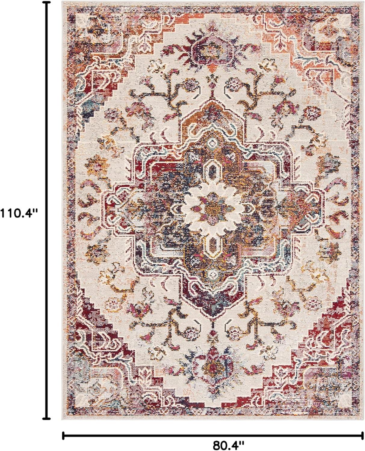 image:imageSAFAVIEH Crystal Collection Area Rug 8 x 10 Teal amp Rose Medallion Distressed Design NonShedding amp Easy Care Ideal for High Traffic Areas in Living Room Bedroom CRS501TLight BlueBurgundy