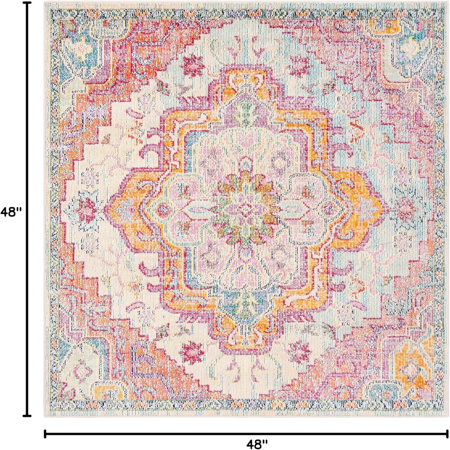 image:imageSAFAVIEH Crystal Collection Area Rug 8 x 10 Teal amp Rose Medallion Distressed Design NonShedding amp Easy Care Ideal for High Traffic Areas in Living Room Bedroom CRS501TLight BlueFuchsia
