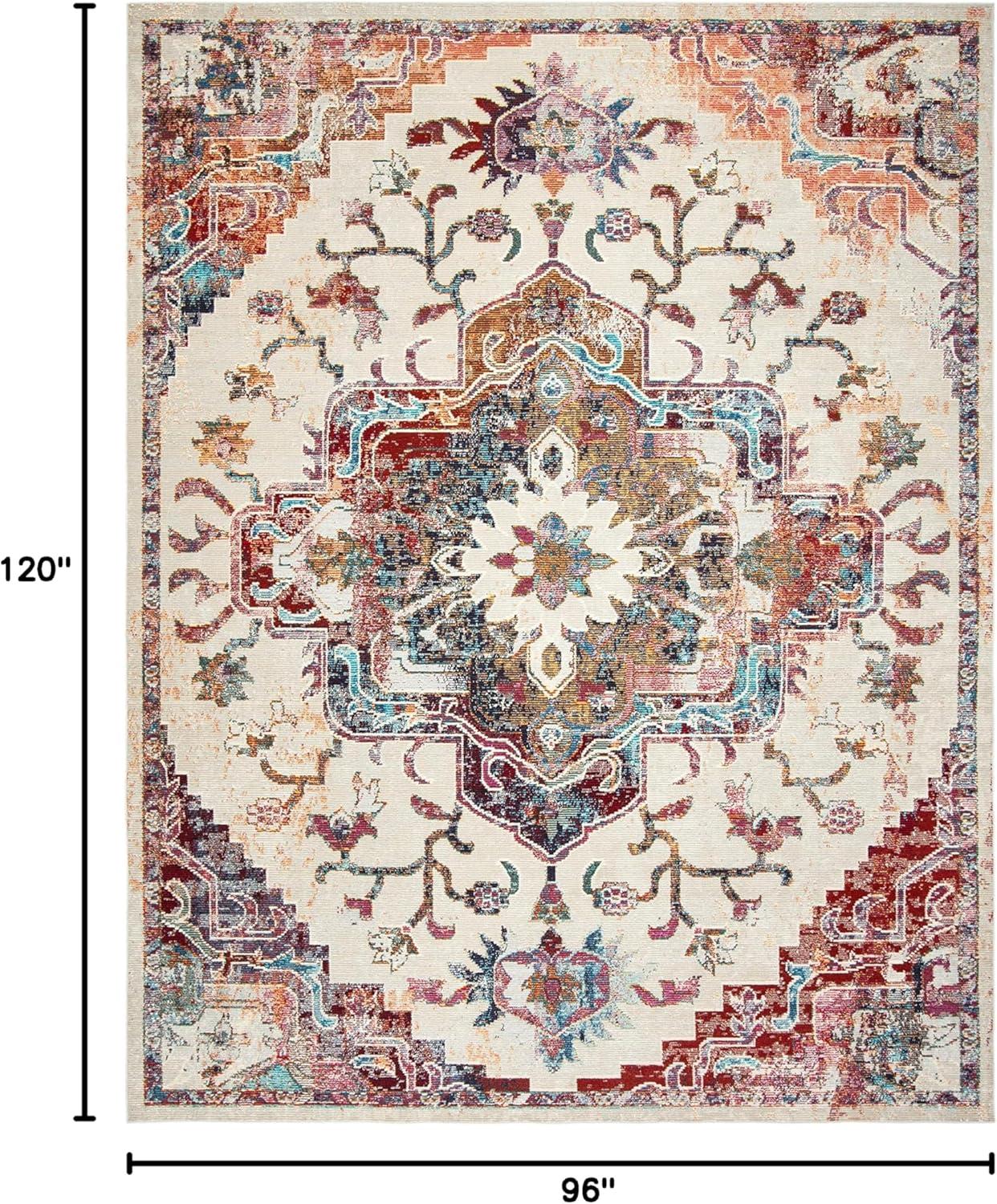 image:imageSAFAVIEH Crystal Collection Area Rug 8 x 10 Teal amp Rose Medallion Distressed Design NonShedding amp Easy Care Ideal for High Traffic Areas in Living Room Bedroom CRS501TLight BlueBurgundy