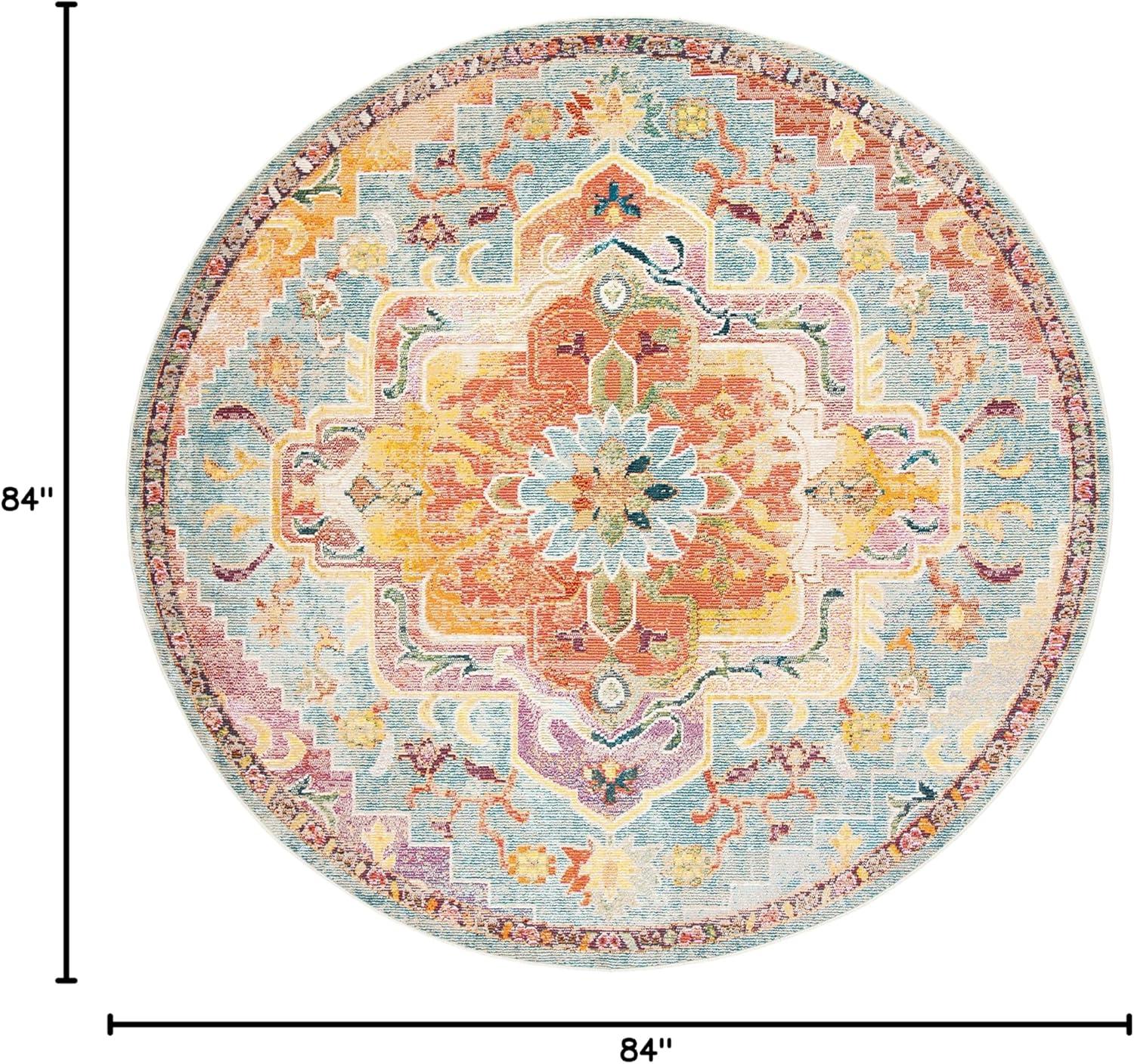 image:imageSAFAVIEH Crystal Collection Area Rug 8 x 10 Teal amp Rose Medallion Distressed Design NonShedding amp Easy Care Ideal for High Traffic Areas in Living Room Bedroom CRS501TOrangeTeal