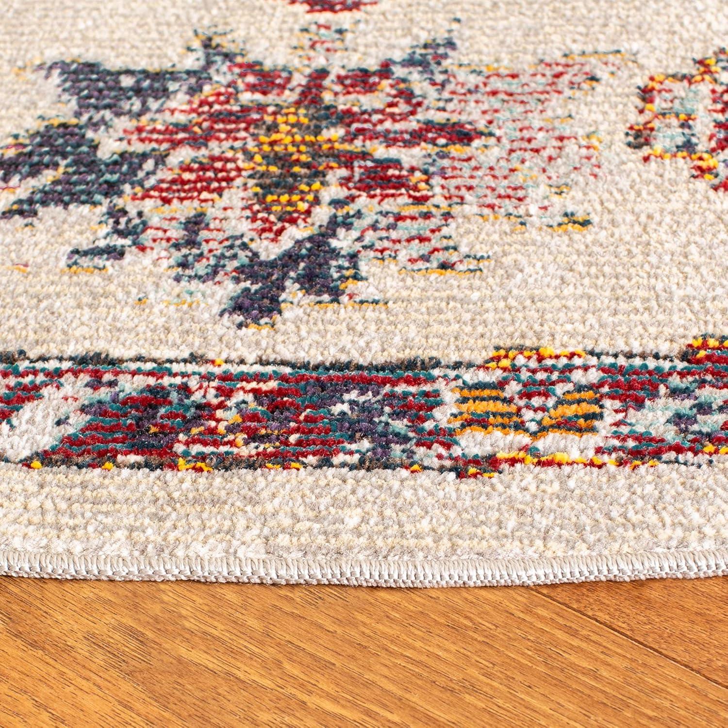 image:imageSAFAVIEH Crystal Collection Area Rug 8 x 10 Teal amp Rose Medallion Distressed Design NonShedding amp Easy Care Ideal for High Traffic Areas in Living Room Bedroom CRS501TLight BlueBurgundy