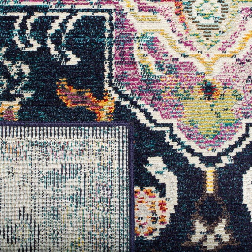 image:imageSAFAVIEH Crystal Collection Area Rug 8 x 10 Teal amp Rose Medallion Distressed Design NonShedding amp Easy Care Ideal for High Traffic Areas in Living Room Bedroom CRS501TNavyFuchsia