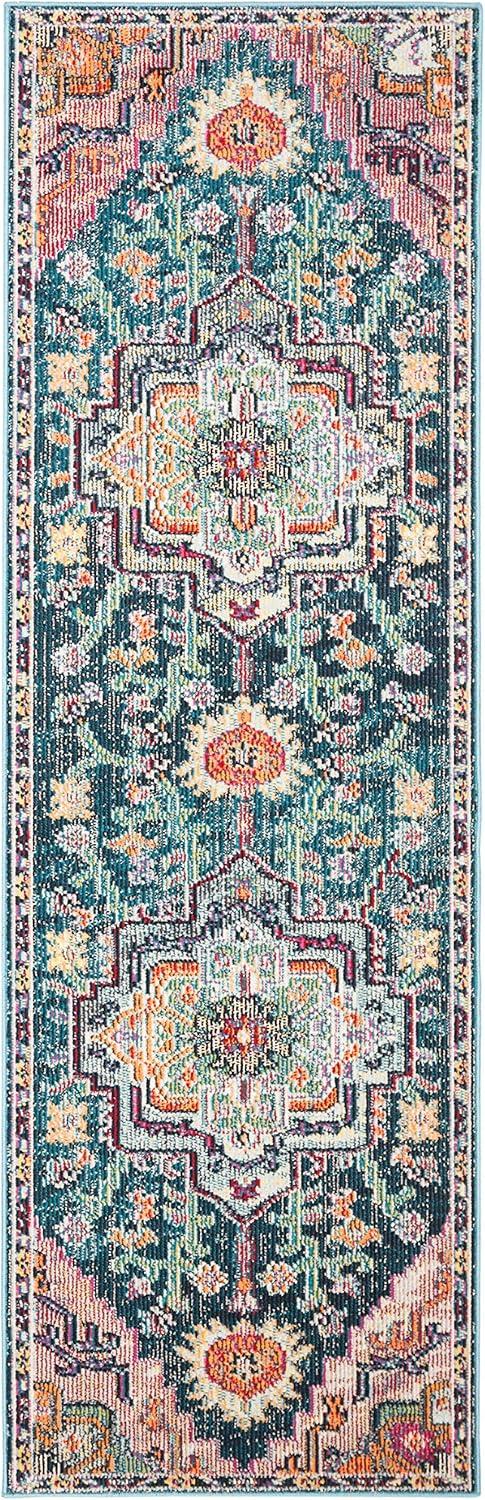 image:imageSAFAVIEH Crystal Collection Area Rug 8 x 10 Teal amp Rose Medallion Distressed Design NonShedding amp Easy Care Ideal for High Traffic Areas in Living Room Bedroom CRS501TTealRose