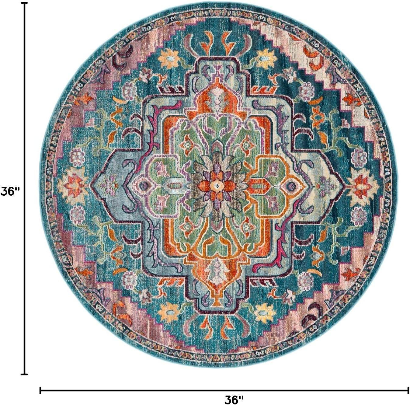 image:imageSAFAVIEH Crystal Collection Area Rug 8 x 10 Teal amp Rose Medallion Distressed Design NonShedding amp Easy Care Ideal for High Traffic Areas in Living Room Bedroom CRS501TTealRose