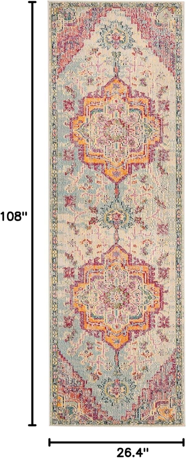 image:imageSAFAVIEH Crystal Collection Area Rug 8 x 10 Teal amp Rose Medallion Distressed Design NonShedding amp Easy Care Ideal for High Traffic Areas in Living Room Bedroom CRS501TLight BlueFuchsia