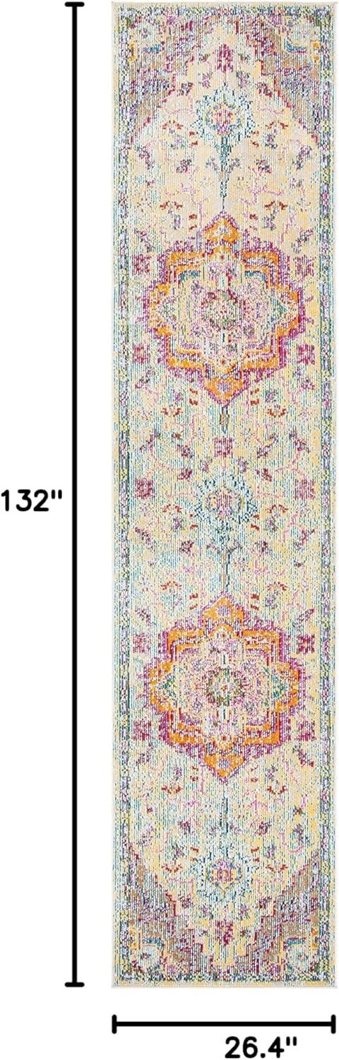 image:imageSAFAVIEH Crystal Collection Area Rug 8 x 10 Teal amp Rose Medallion Distressed Design NonShedding amp Easy Care Ideal for High Traffic Areas in Living Room Bedroom CRS501TLight BlueFuchsia
