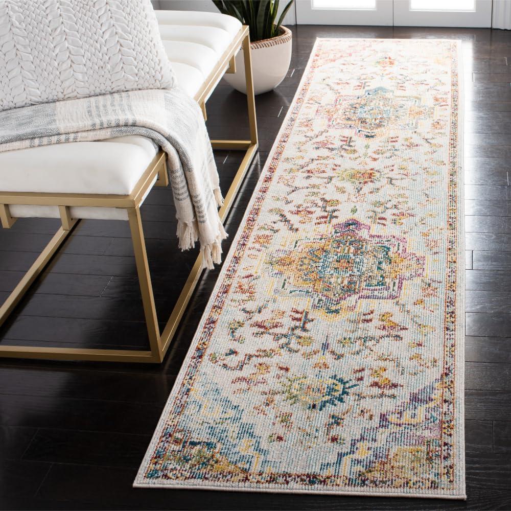 image:imageSAFAVIEH Crystal Collection Area Rug 8 x 10 Teal amp Rose Medallion Distressed Design NonShedding amp Easy Care Ideal for High Traffic Areas in Living Room Bedroom CRS501TLight BlueGrey