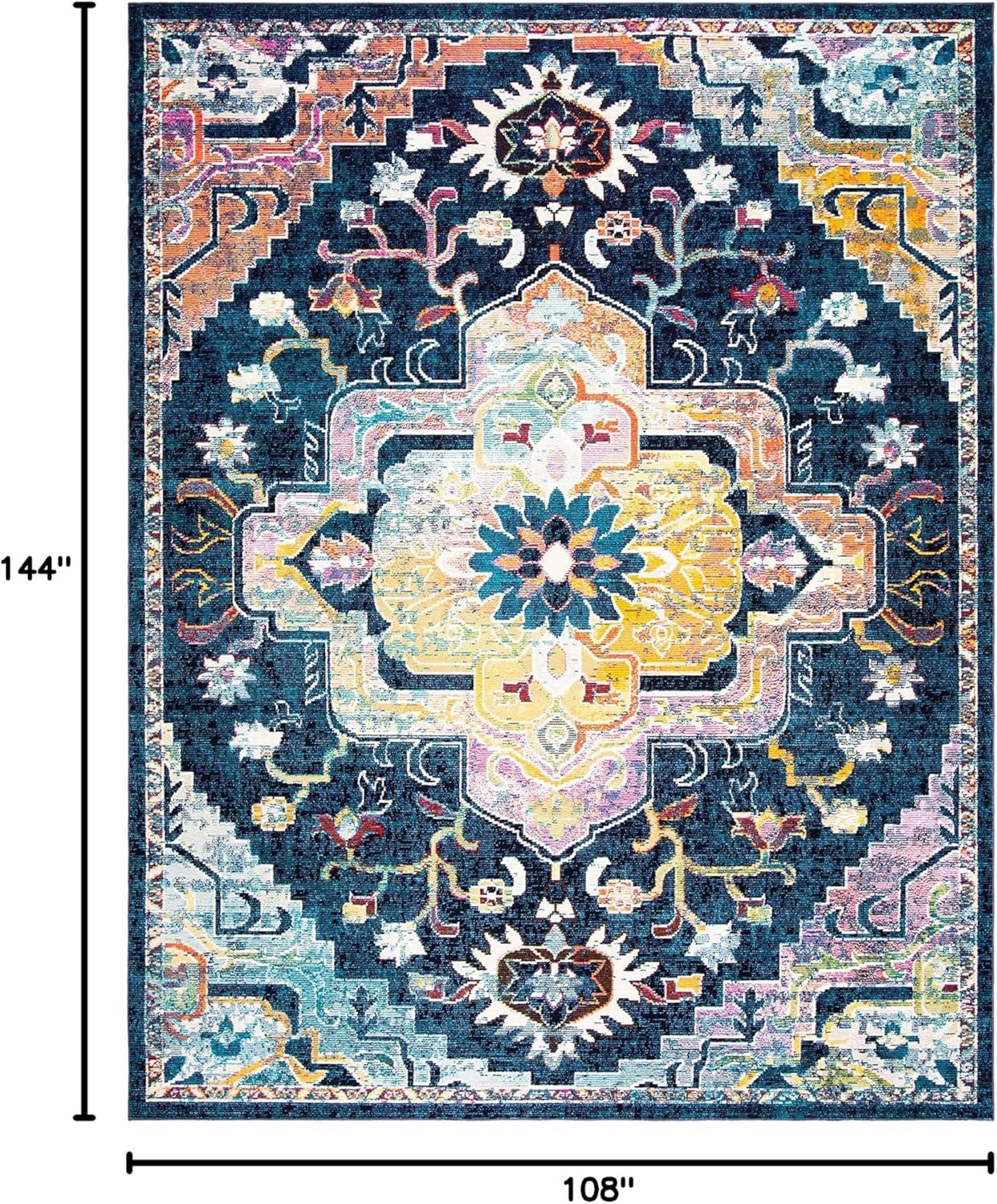 image:imageSAFAVIEH Crystal Collection Area Rug 8 x 10 Teal amp Rose Medallion Distressed Design NonShedding amp Easy Care Ideal for High Traffic Areas in Living Room Bedroom CRS501TNavyFuchsia