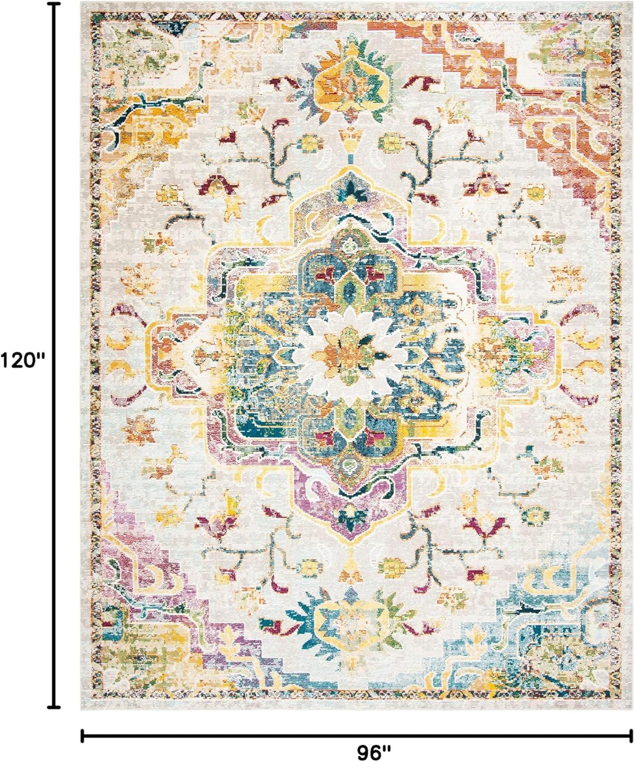 image:imageSAFAVIEH Crystal Collection Area Rug 8 x 10 Teal amp Rose Medallion Distressed Design NonShedding amp Easy Care Ideal for High Traffic Areas in Living Room Bedroom CRS501TLight BlueGrey