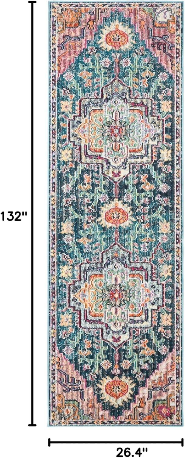 image:imageSAFAVIEH Crystal Collection Area Rug 8 x 10 Teal amp Rose Medallion Distressed Design NonShedding amp Easy Care Ideal for High Traffic Areas in Living Room Bedroom CRS501TTealRose