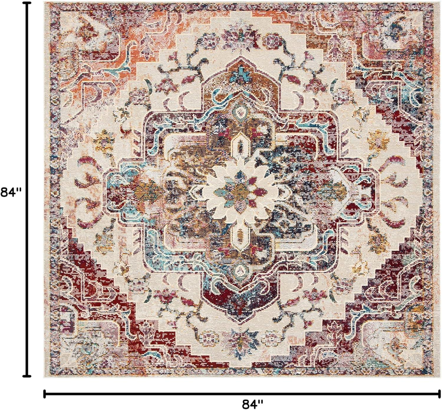image:imageSAFAVIEH Crystal Collection Area Rug 8 x 10 Teal amp Rose Medallion Distressed Design NonShedding amp Easy Care Ideal for High Traffic Areas in Living Room Bedroom CRS501TLight BlueBurgundy