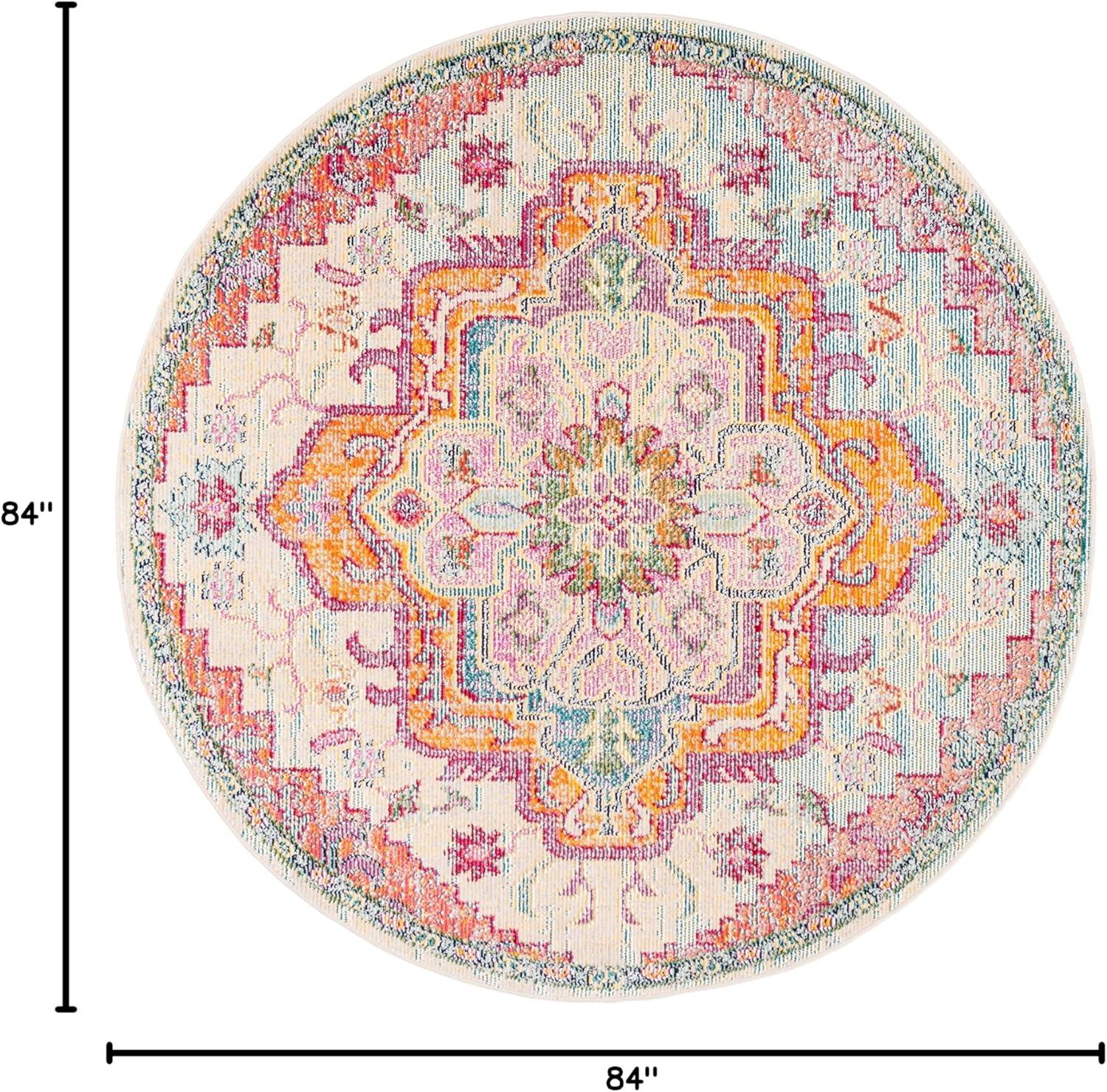 image:imageSAFAVIEH Crystal Collection Area Rug 8 x 10 Teal amp Rose Medallion Distressed Design NonShedding amp Easy Care Ideal for High Traffic Areas in Living Room Bedroom CRS501TLight BlueFuchsia