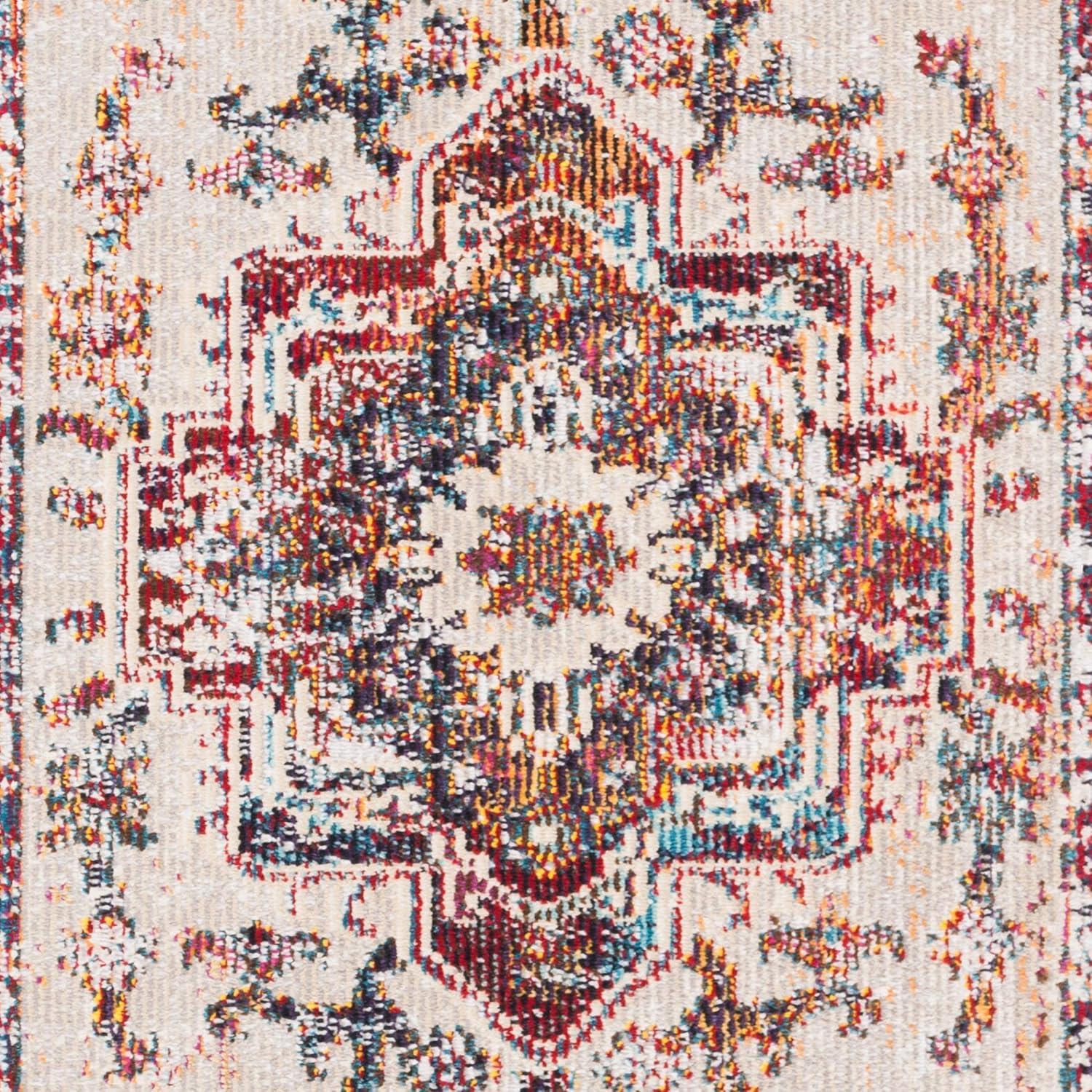 image:imageSAFAVIEH Crystal Collection Area Rug 8 x 10 Teal amp Rose Medallion Distressed Design NonShedding amp Easy Care Ideal for High Traffic Areas in Living Room Bedroom CRS501TLight BlueBurgundy