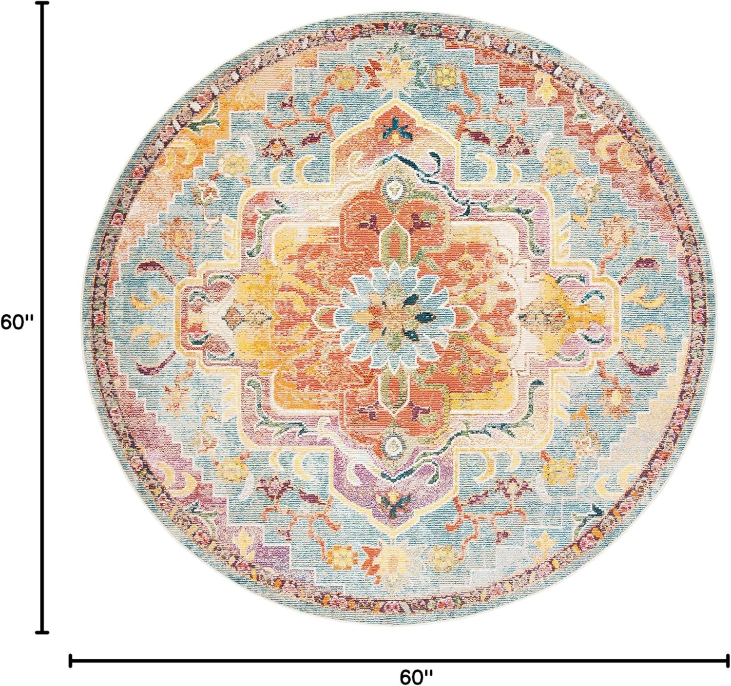image:imageSAFAVIEH Crystal Collection Area Rug 8 x 10 Teal amp Rose Medallion Distressed Design NonShedding amp Easy Care Ideal for High Traffic Areas in Living Room Bedroom CRS501TOrangeTeal