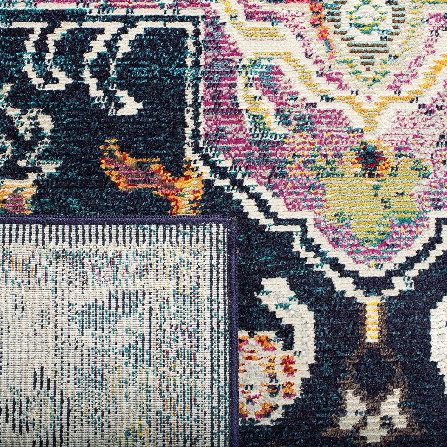 image:imageSAFAVIEH Crystal Collection Area Rug 8 x 10 Teal amp Rose Medallion Distressed Design NonShedding amp Easy Care Ideal for High Traffic Areas in Living Room Bedroom CRS501TNavyFuchsia