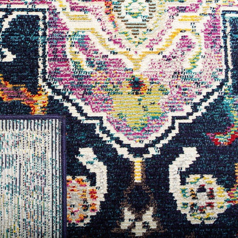 image:imageSAFAVIEH Crystal Collection Area Rug 8 x 10 Teal amp Rose Medallion Distressed Design NonShedding amp Easy Care Ideal for High Traffic Areas in Living Room Bedroom CRS501TNavyFuchsia