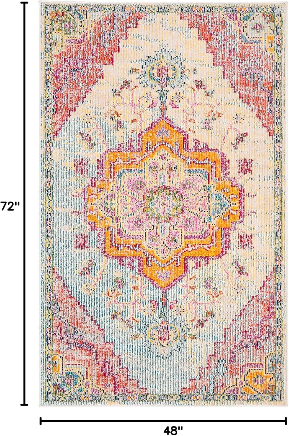 image:imageSAFAVIEH Crystal Collection Area Rug 8 x 10 Teal amp Rose Medallion Distressed Design NonShedding amp Easy Care Ideal for High Traffic Areas in Living Room Bedroom CRS501TLight BlueFuchsia