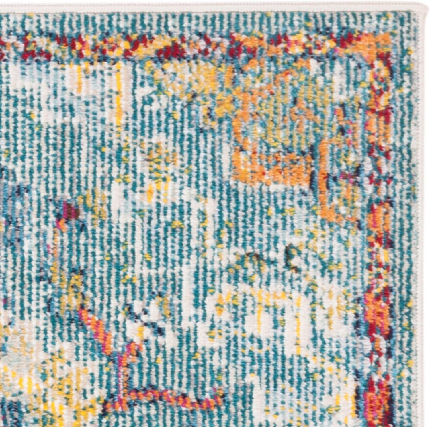 image:imageSAFAVIEH Crystal Collection Area Rug 8 x 10 Teal amp Rose Medallion Distressed Design NonShedding amp Easy Care Ideal for High Traffic Areas in Living Room Bedroom CRS501TTealOrange