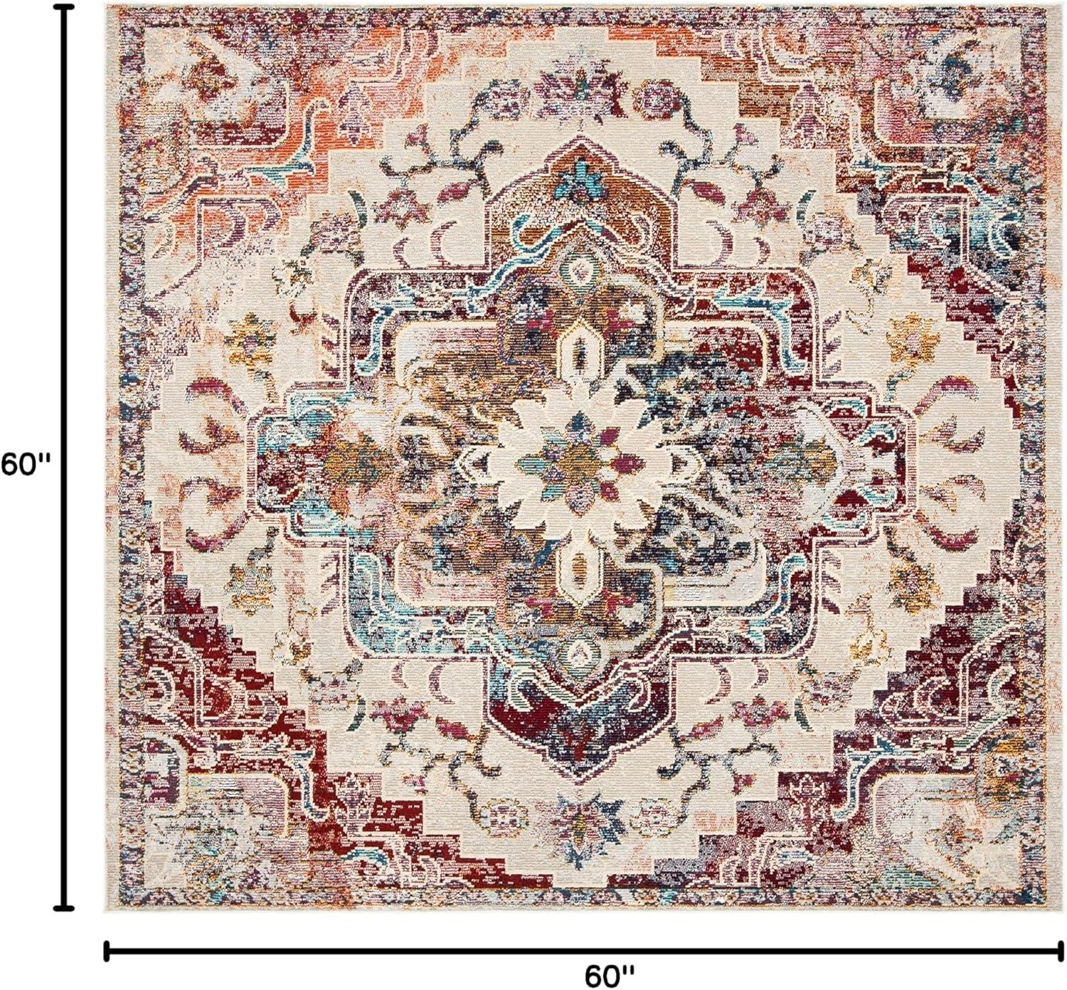 image:imageSAFAVIEH Crystal Collection Area Rug 8 x 10 Teal amp Rose Medallion Distressed Design NonShedding amp Easy Care Ideal for High Traffic Areas in Living Room Bedroom CRS501TLight BlueBurgundy
